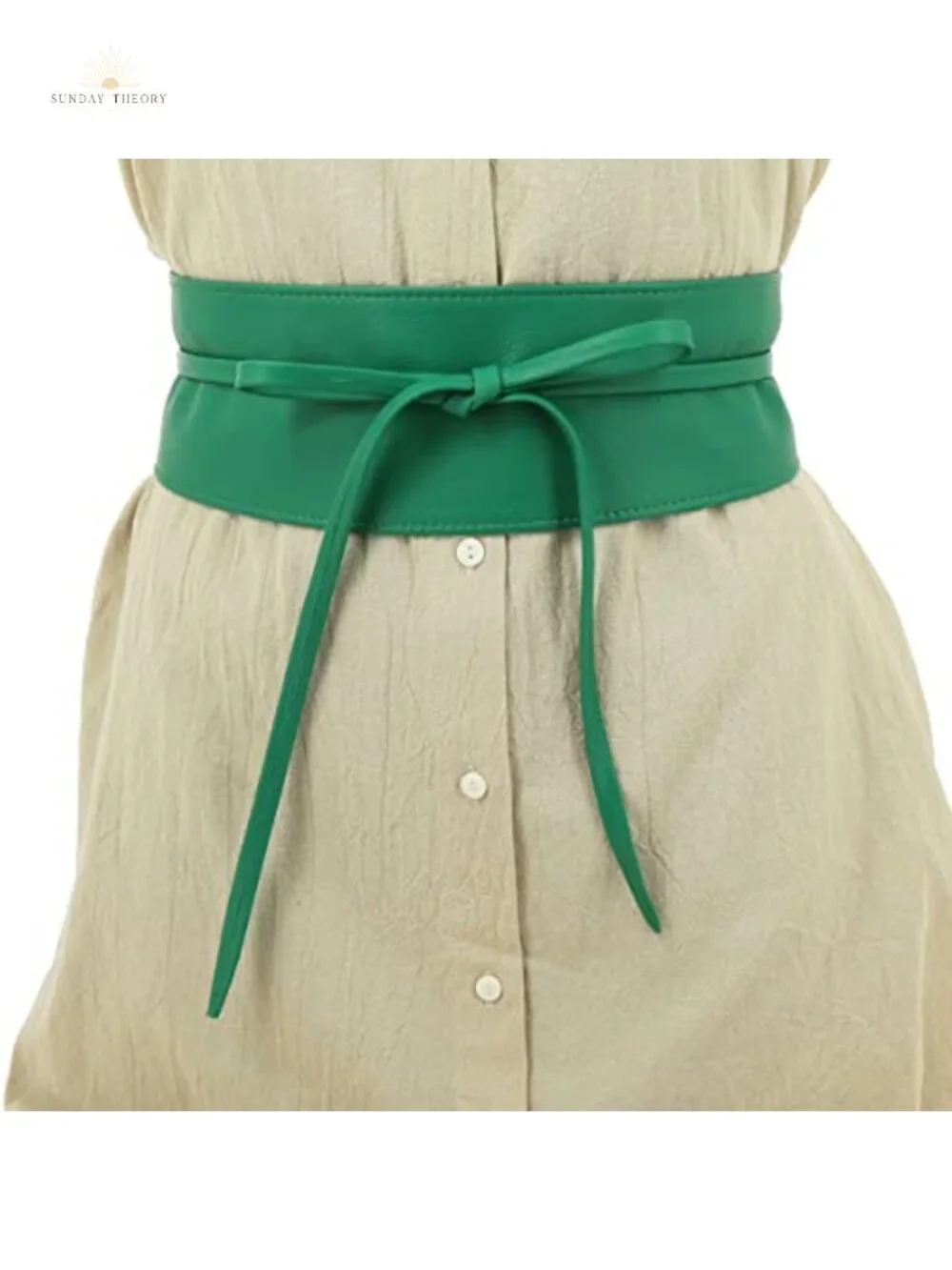 Italian Leather Obi Belt Wide Waist Cincher Fashion Accessory